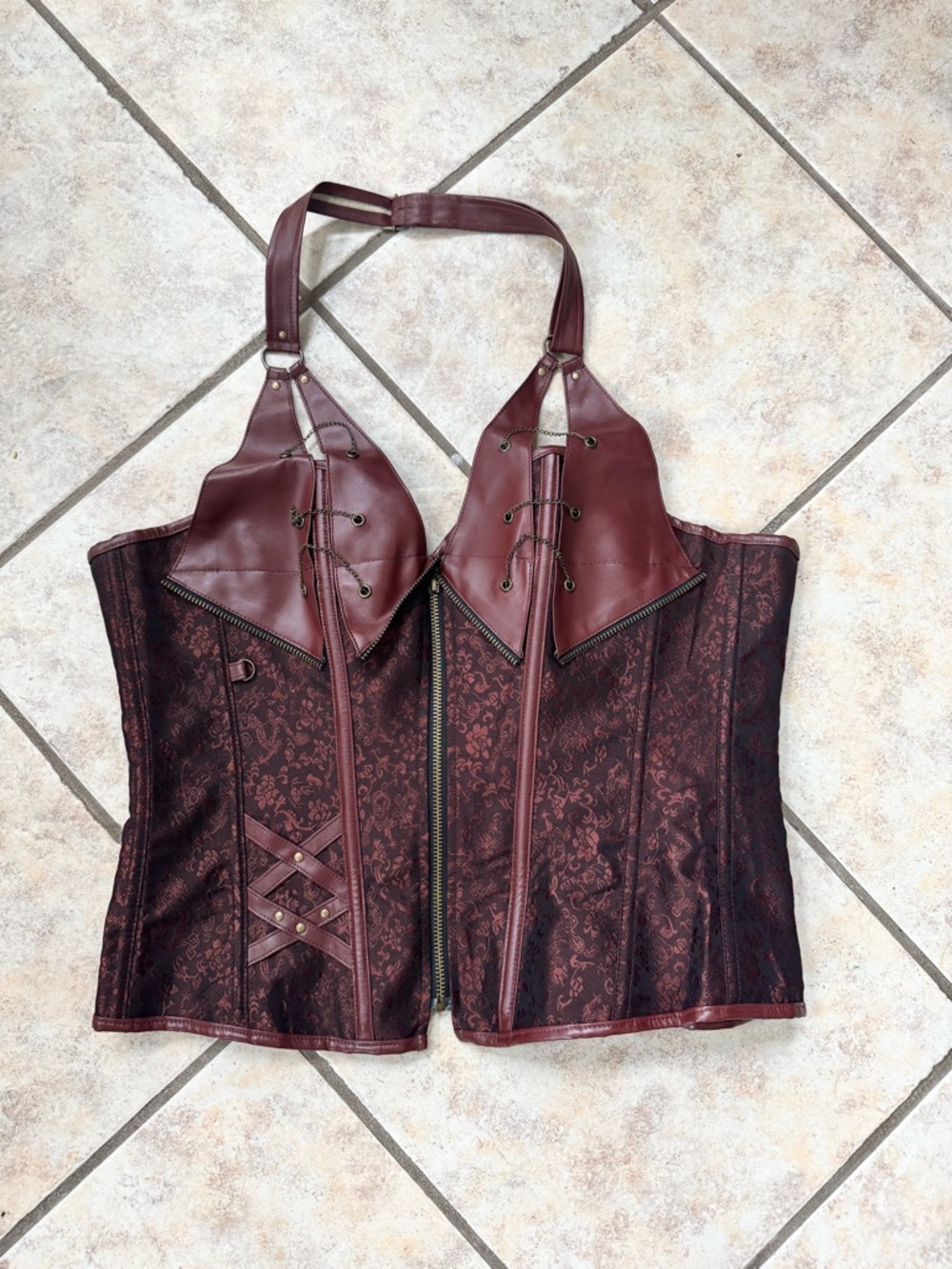 Lace-Up Halter Corset Top XL